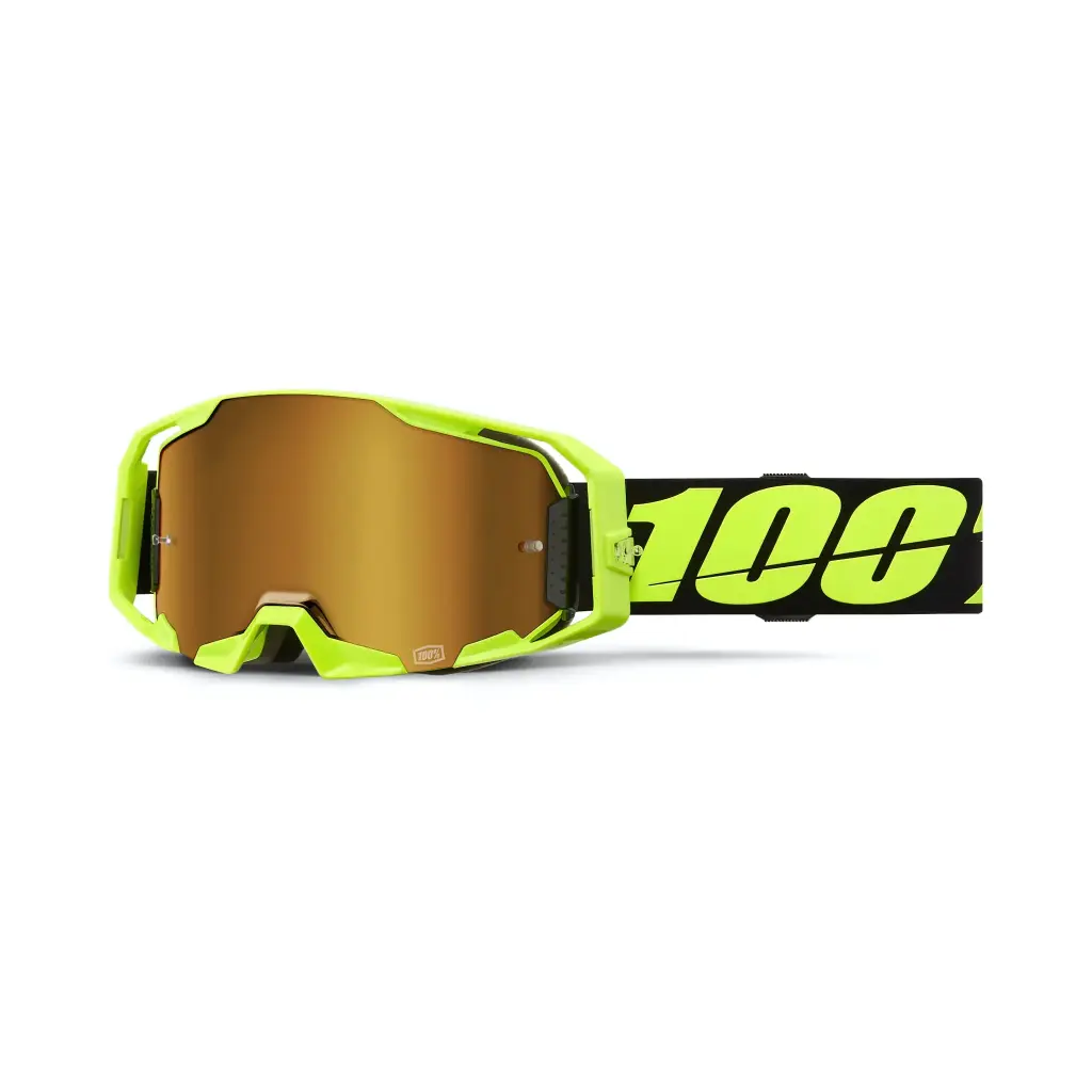 GOGGLE 100% ARMATIC AMARILLO NEON LENTE DORADO ESPEJO